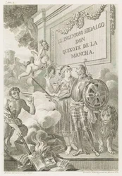 Porträt von Miguel de Cervantes Saavedra, Frontispiz der Serie Der scharfsinnige Junker Don Quijote von der Mancha